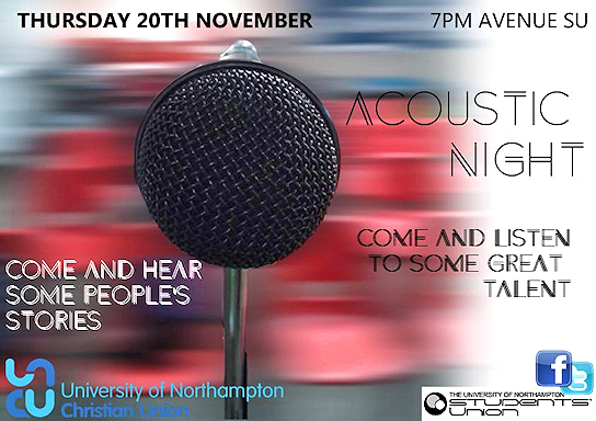 Acoustic Night poster / flyer featuring a microphone