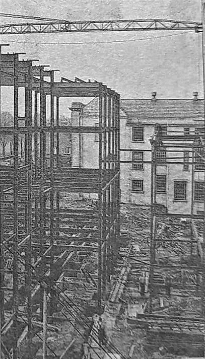 View inside steel girders construction