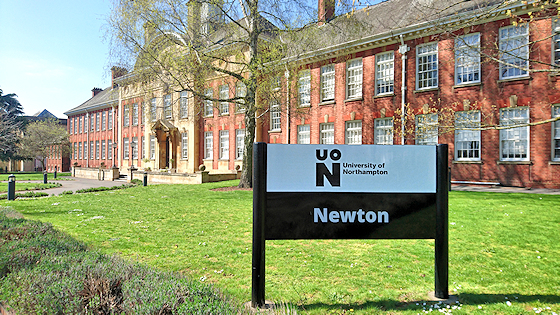 Front of Newton building with UON sign